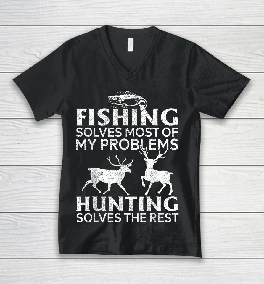 Fishing And Hunting Gift Christmas Humor Hunter Cool Unisex V-Neck T-Shirt