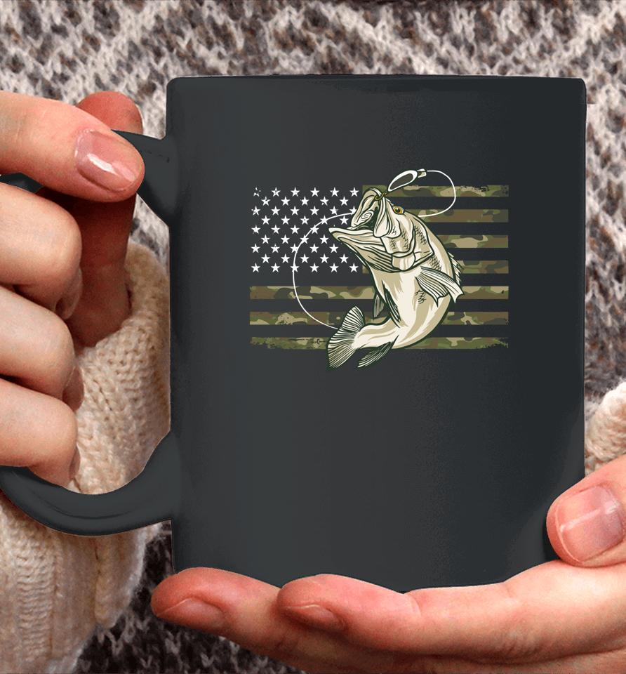 Fishing Camouflage Us American Flag Bass Fish Fisherman Camo Coffee Mug