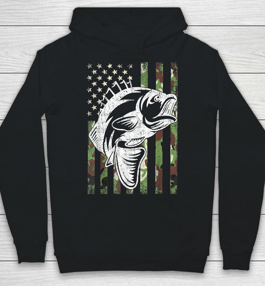 Fishing Camouflage Usa Flag Bass Fisherman Father's Day Gift Hoodie