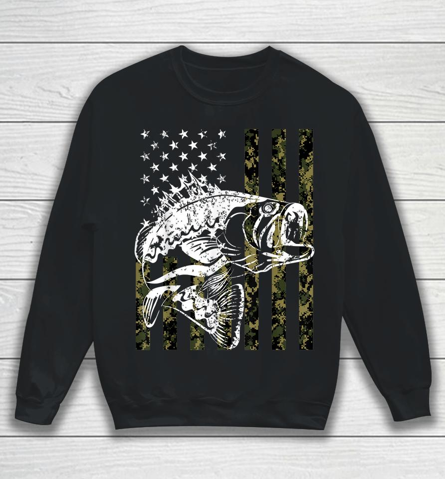 Fishing Camouflage Usa Flag For Bass Fisherman Gifts Sweatshirt