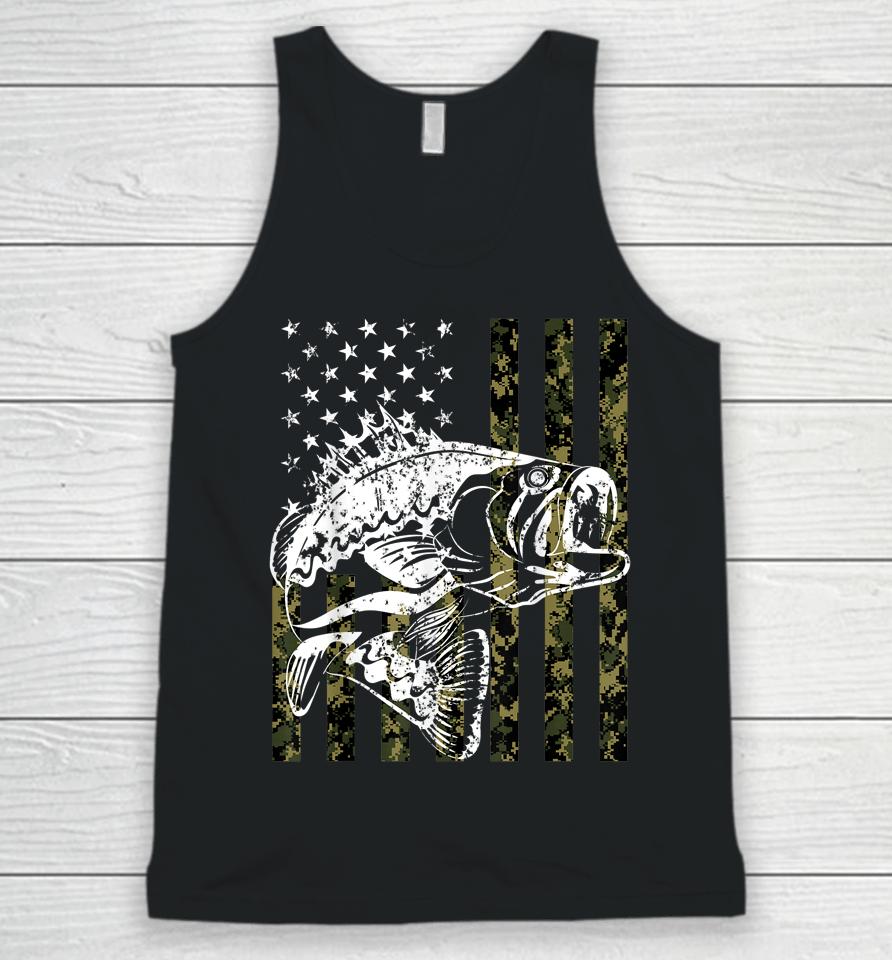 Fishing Camouflage Usa Flag For Bass Fisherman Gifts Unisex Tank Top