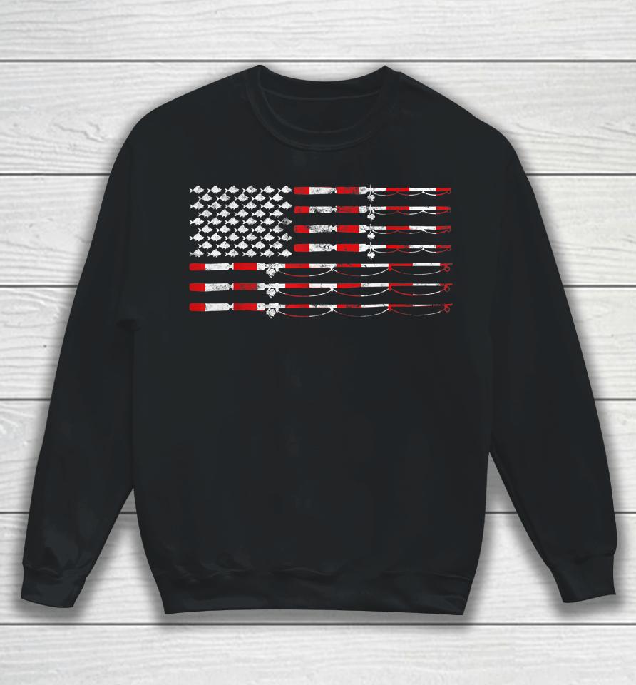 Fishing Fly Rod American Flag Sweatshirt