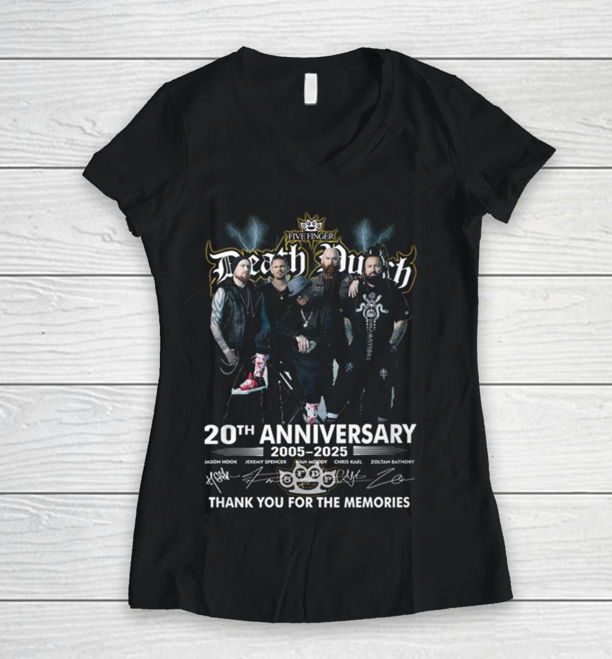 Five Finger Death Punch 20Th Anniversary 2005 2025 Thank You For The Memories Women V-Neck T-Shirt