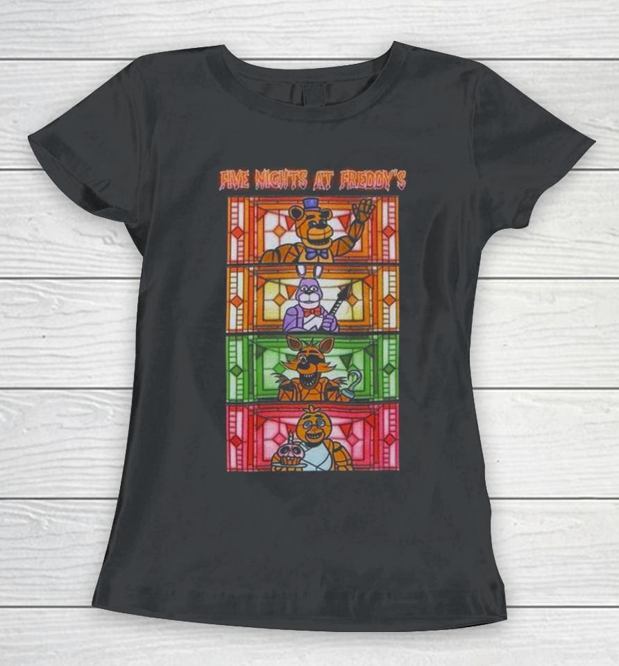 Five Nights At Freddy’s Stained Glass Characters Women T-Shirt