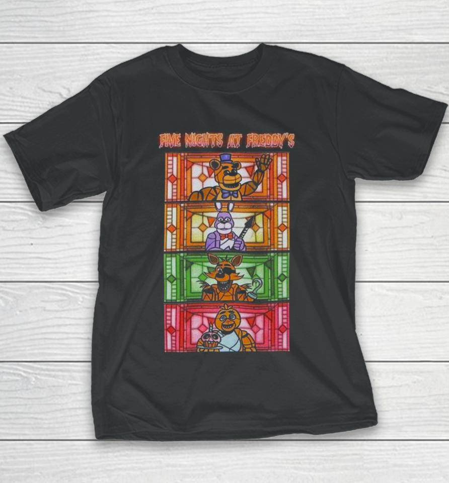 Five Nights At Freddy’s Stained Glass Characters Youth T-Shirt