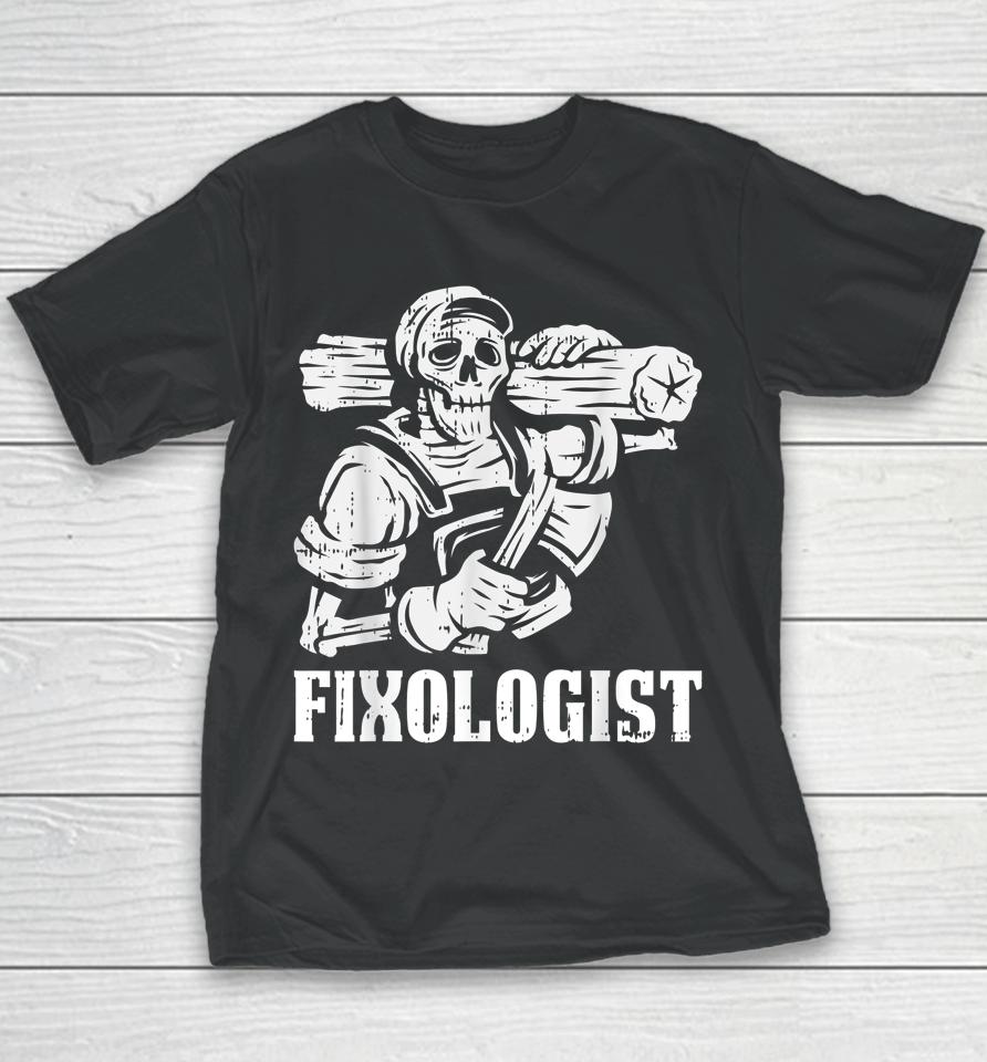 Fixologist Halloween Costume Skeleton Carpenter Handyman Youth T-Shirt