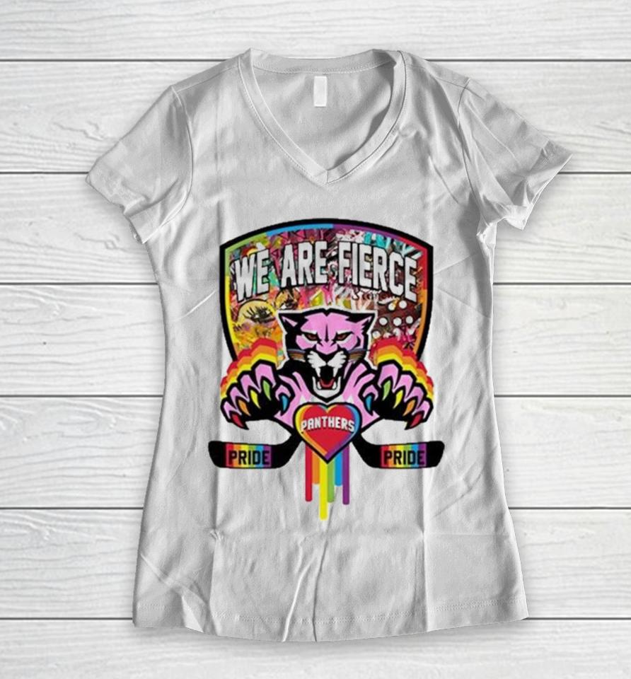 Fla Team Shop We Are Fierce Florida Panthers Pride Women V-Neck T-Shirt