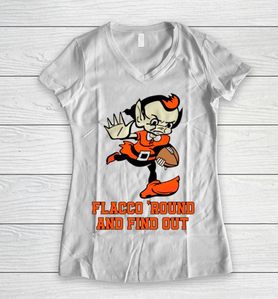 Flacco Round And Find Out Brownie The Elf Football Women V-Neck T-Shirt