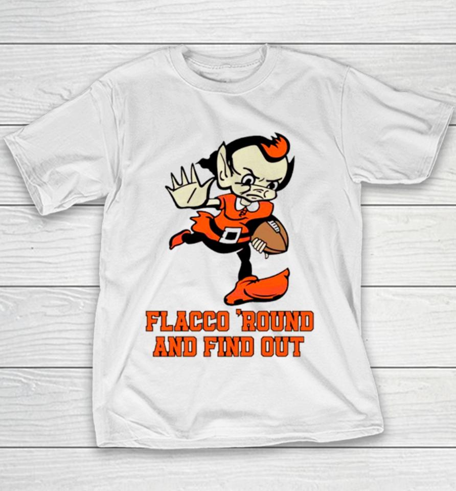 Flacco Round And Find Out Brownie The Elf Football Youth T-Shirt