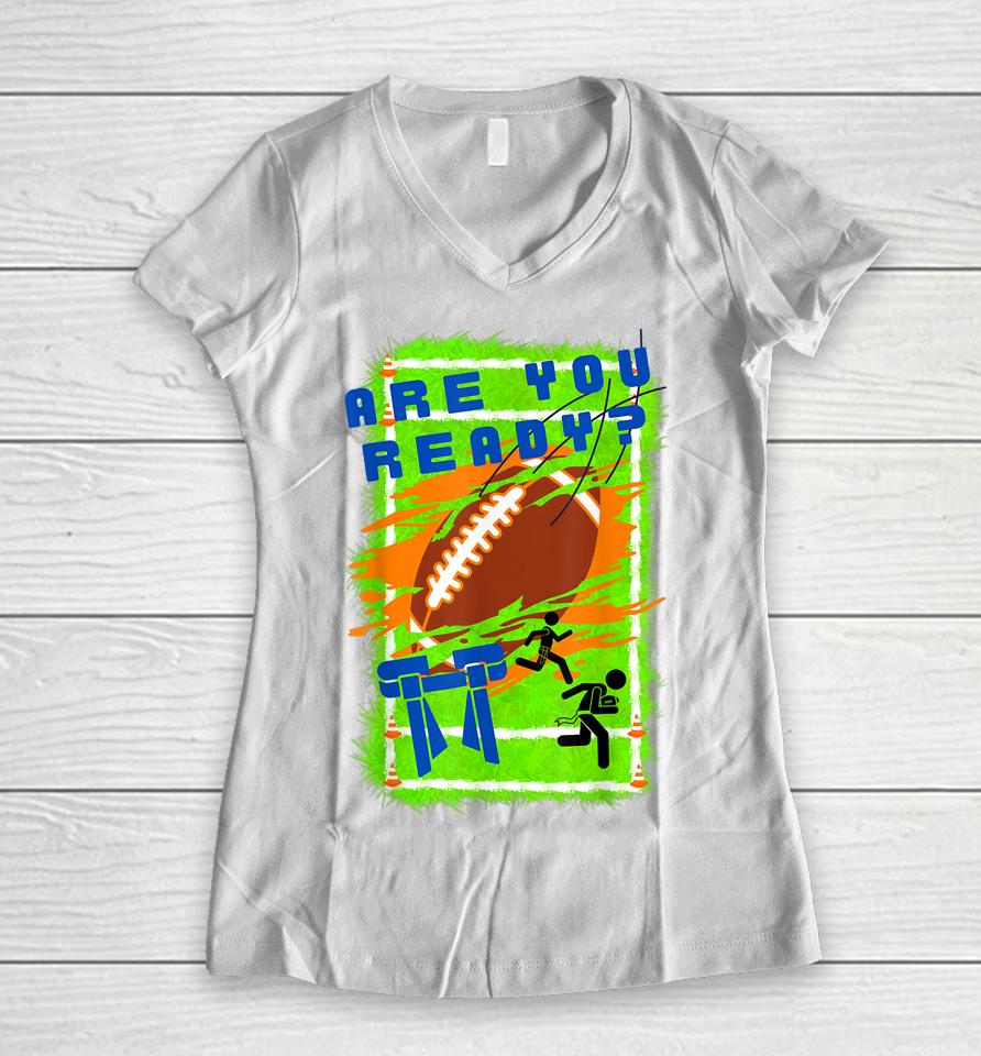 Flag Football Women V-Neck T-Shirt