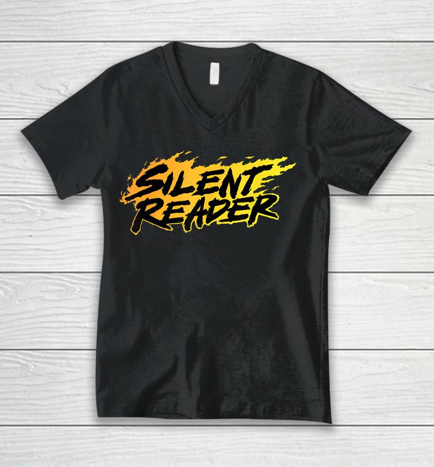 Flaming Silent Reader Unisex V-Neck T-Shirt