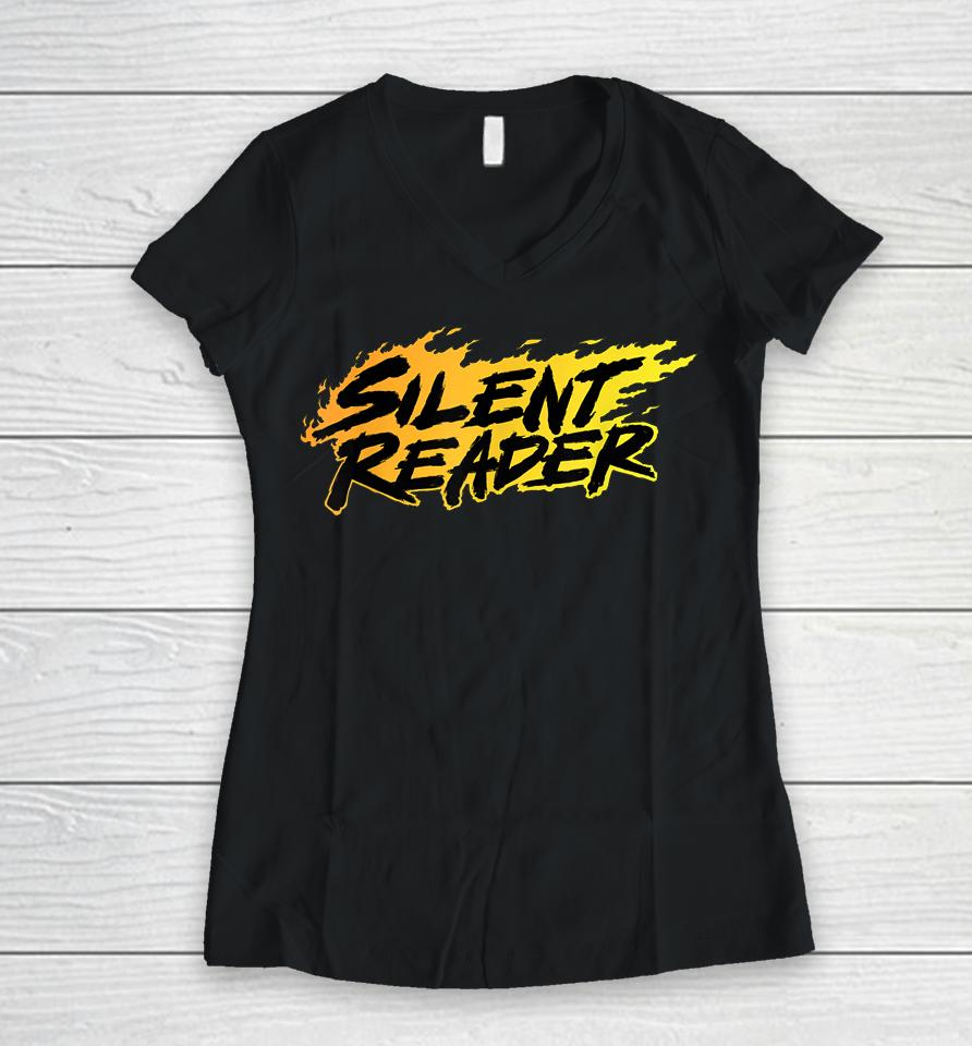 Flaming Silent Reader Women V-Neck T-Shirt