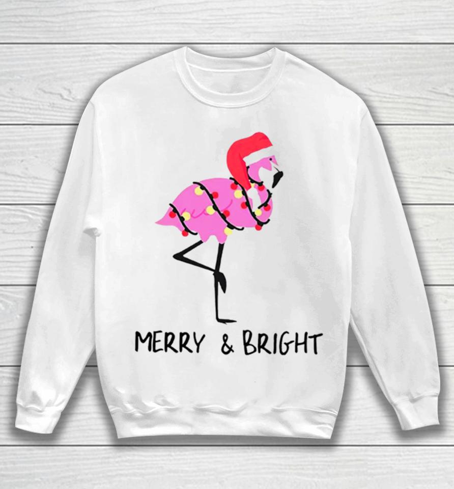 Flamingo Merry And Bright Christmas Sweatshirt