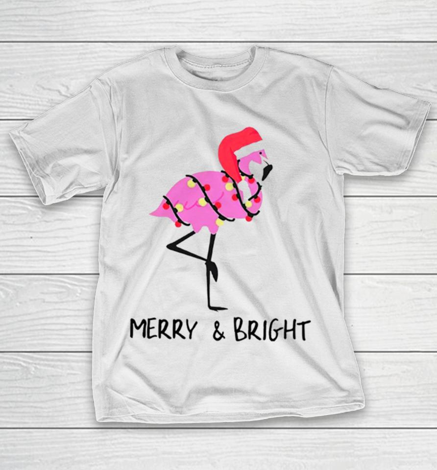 Flamingo Merry And Bright Christmas T-Shirt