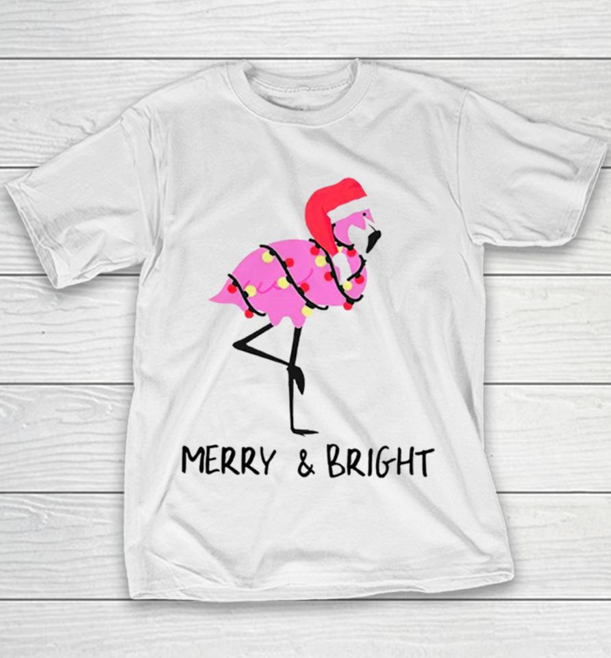 Flamingo Merry And Bright Christmas Youth T-Shirt
