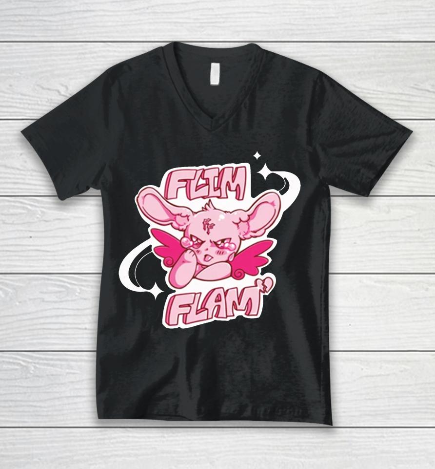 Flamingo Sad Bunny Unisex V-Neck T-Shirt