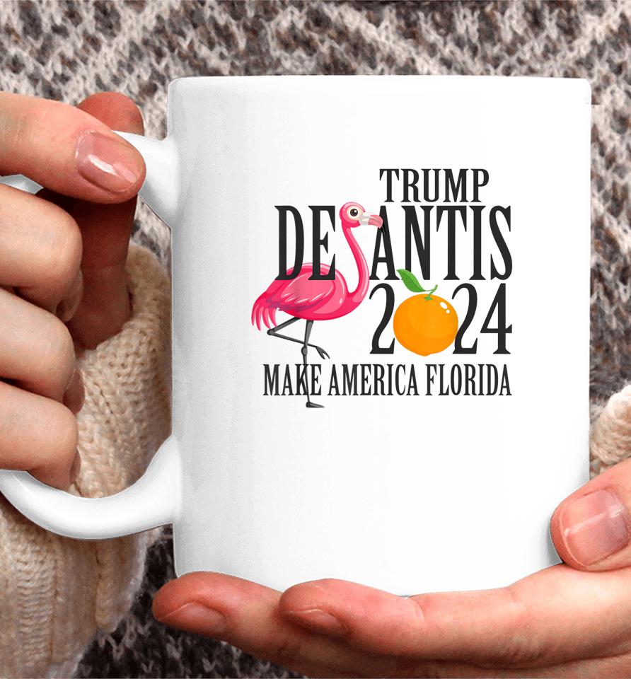 Flamingo Support Trump Desantis 2024 Make America Florida Coffee Mug