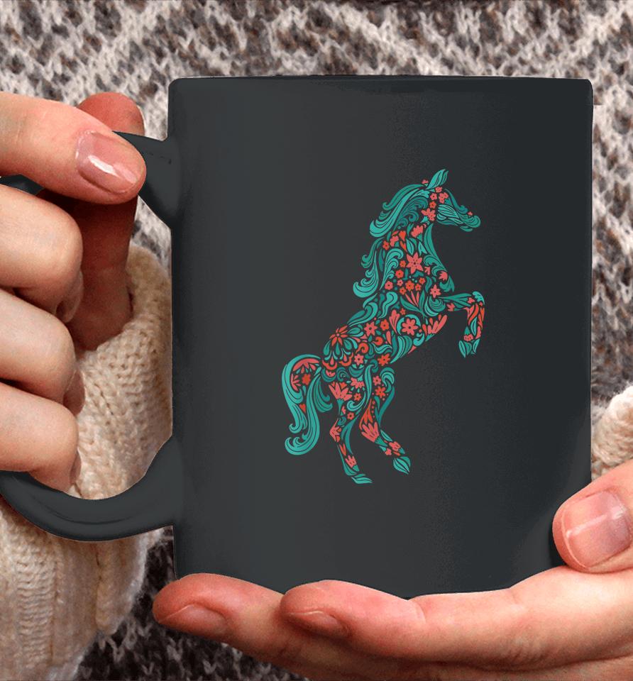 Floral Horse Riding Horse Lover Women Girls Gifts Coffee Mug