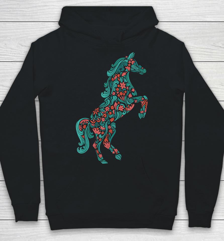 Floral Horse Riding Horse Lover Women Girls Gifts Hoodie
