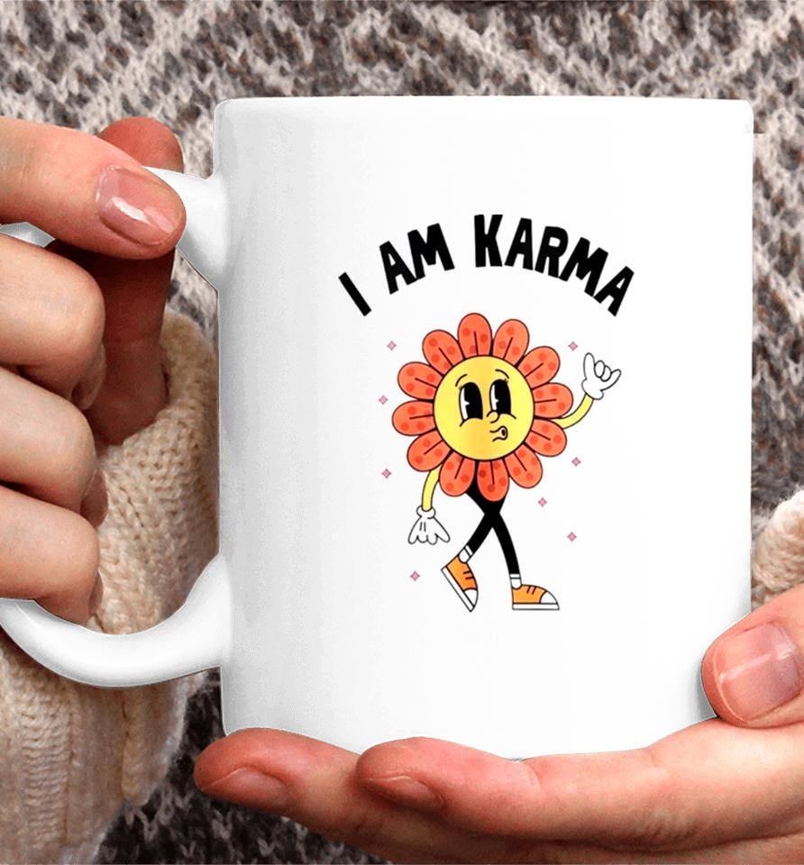 Floral I Am Karma Coffee Mug