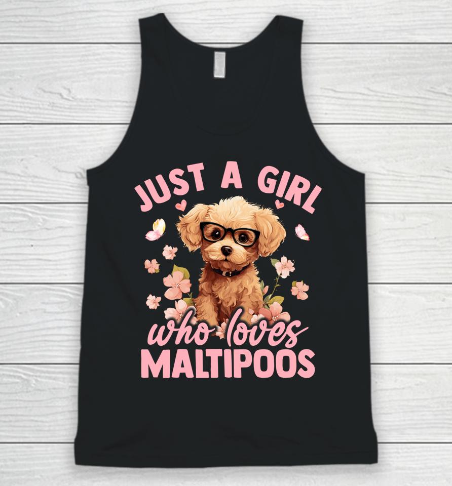 Floral Maltipoo Dog Just A Girl Who Loves Maltipoo Unisex Tank Top