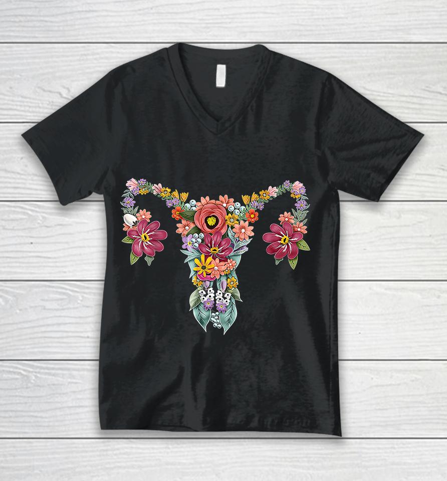 Floral Ovary Uterus Women's Rights Feminist Unisex V-Neck T-Shirt