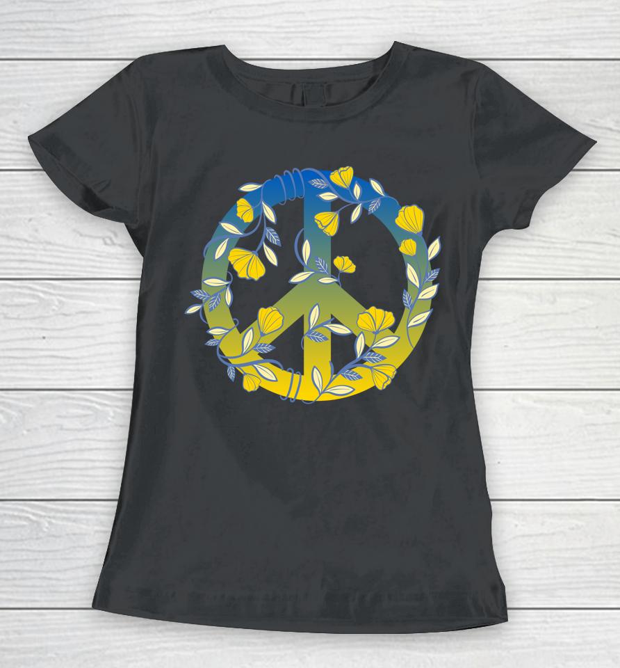 Floral Peace Sign Ukraine Women T-Shirt