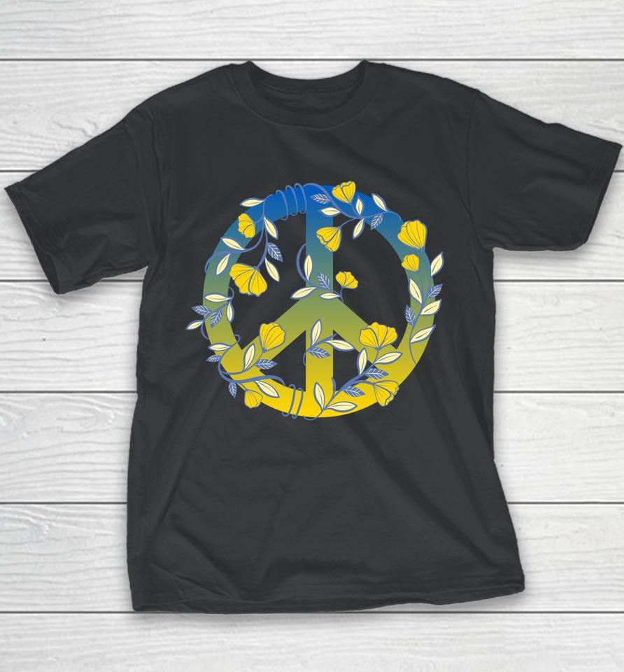 Floral Peace Sign Ukraine Youth T-Shirt
