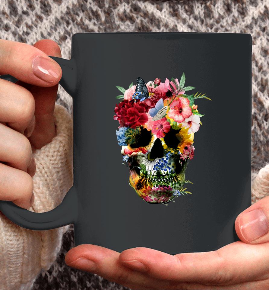Floral Skull Shirt Dead Sugar Skull For Women Flower Skull Coffee Mug