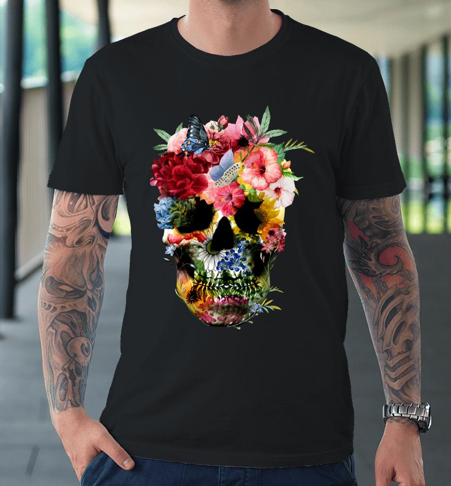 Floral Skull Shirt Dead Sugar Skull For Women Flower Skull Premium T-Shirt