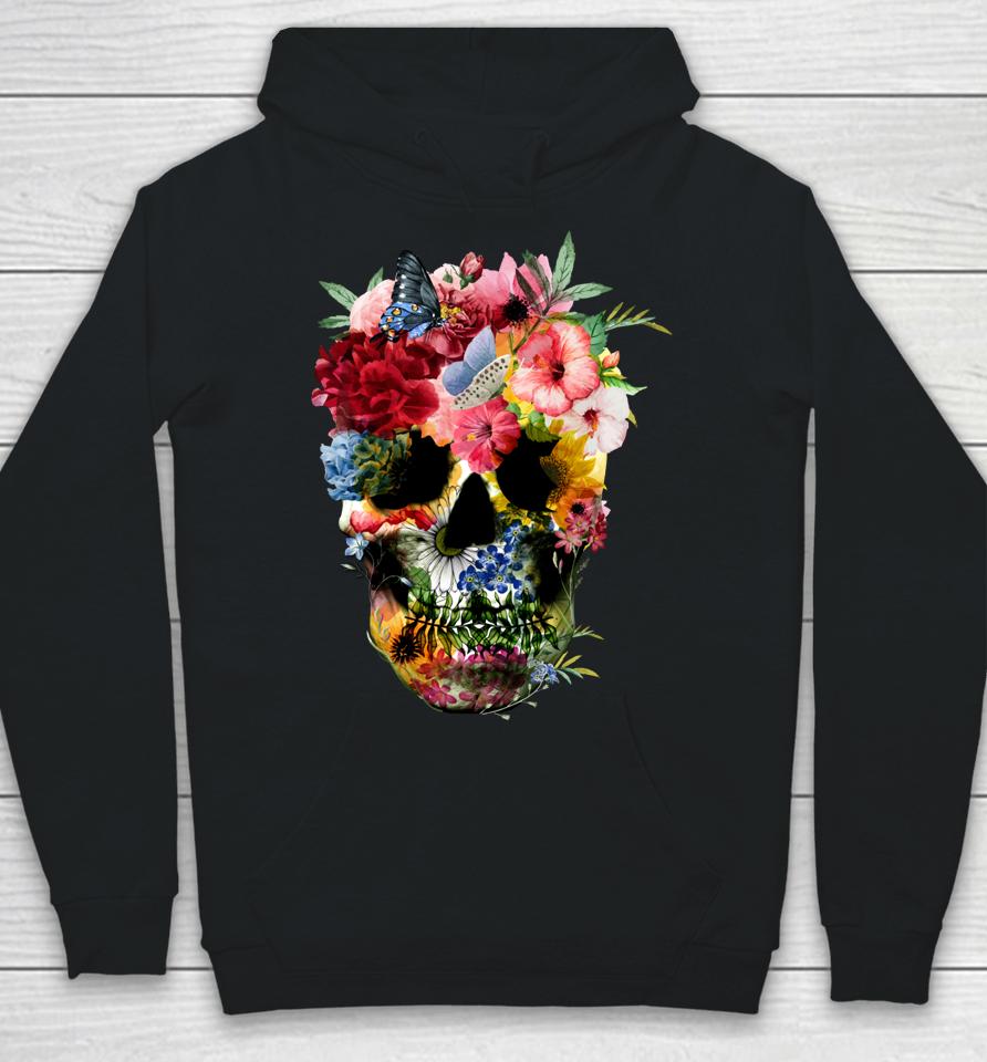 Floral Skull Shirt Dead Sugar Skull For Women Flower Skull Hoodie