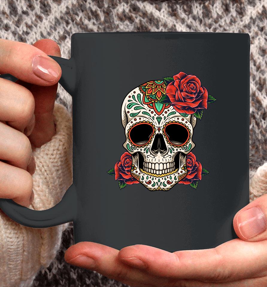Floral Sugar Skull Day Of Dead Dia De Los Muertos Coffee Mug