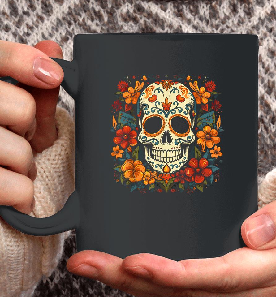 Floral Sugar Skull Day Of Dead Dia De Los Muertos Coffee Mug