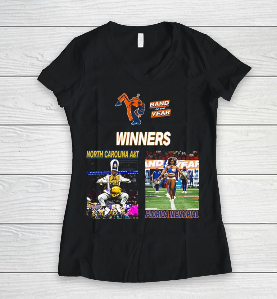 Florida And North Carolina At Memorial Congratulations To The Winners Of The Band Of The Year Women V-Neck T-Shirt