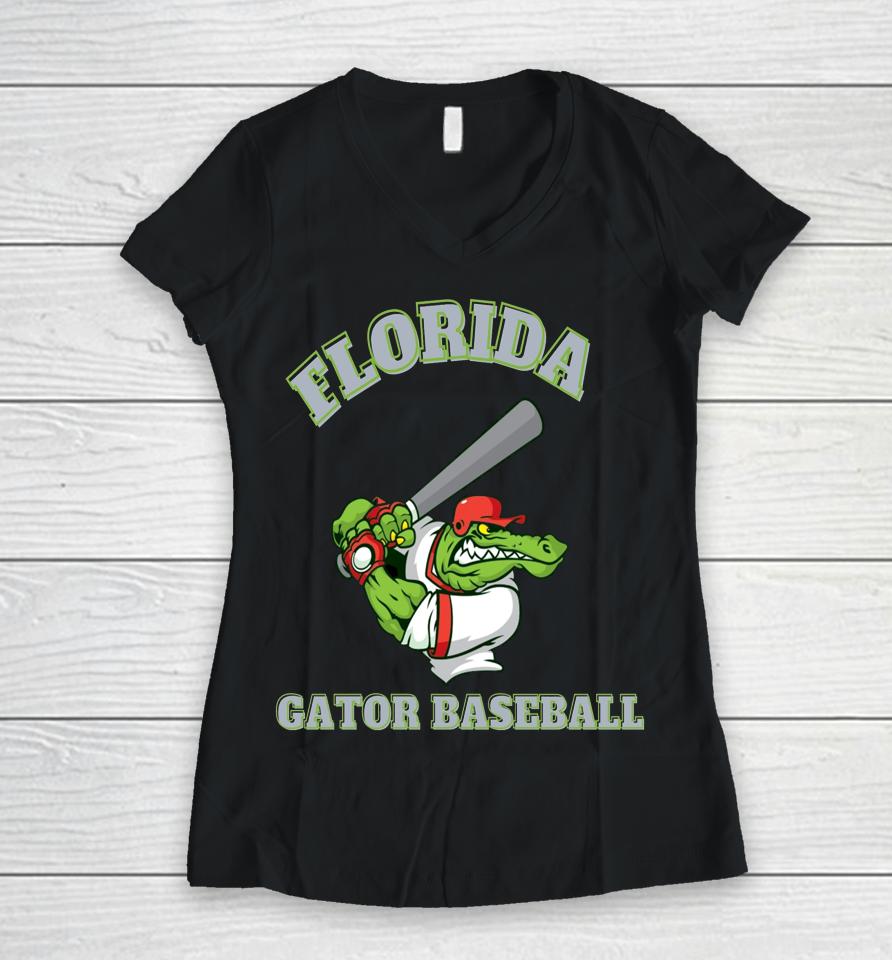 Florida Baseball Gators Women V-Neck T-Shirt