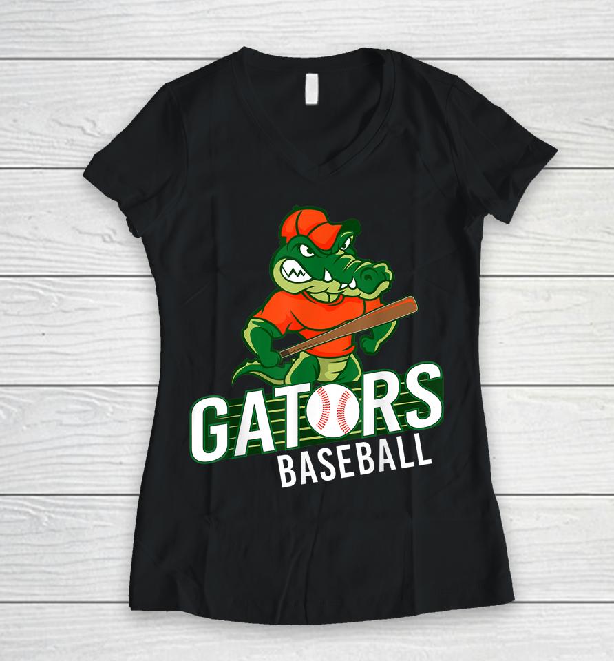 Florida Baseball Gators Women V-Neck T-Shirt