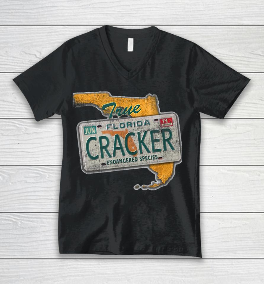 Florida Cracker T Shirt Florida Cracker Endangered Species Florida Native Unisex V-Neck T-Shirt