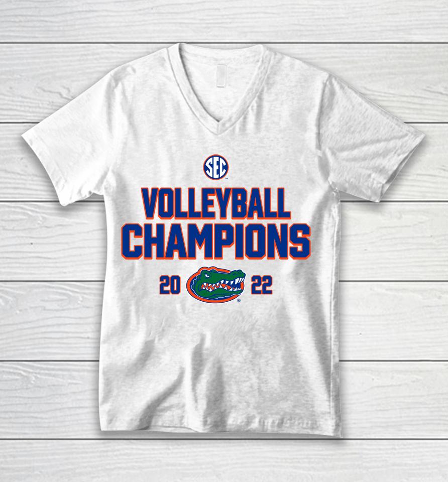 Florida Gators 2022 Sec Volleyball Regular Season Champions Unisex V-Neck T-Shirt