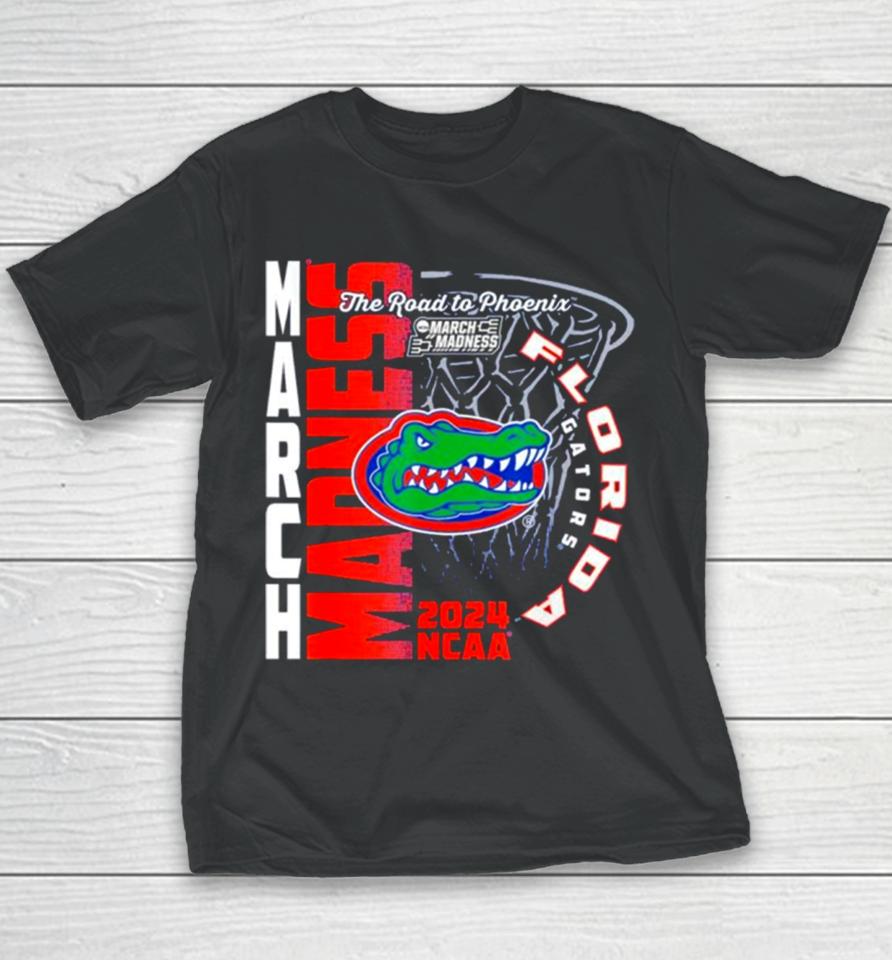 Florida Gators 2024 Ncaa Basketball The Road To Phoenix March Madness Youth T-Shirt