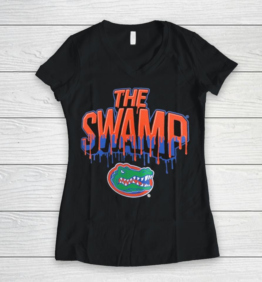 Florida Gators Blackout Swamp Drip Women V-Neck T-Shirt
