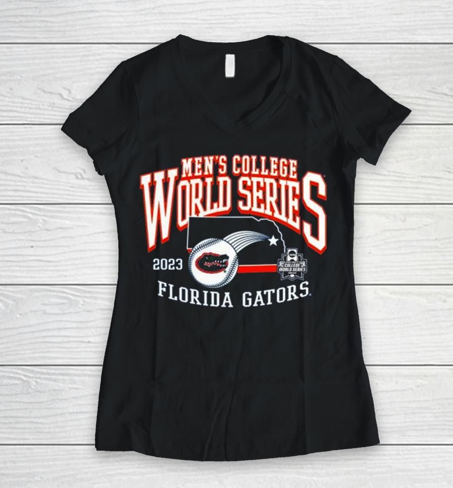 Florida Gators Fanatics Branded 2023 Ncaa Men’s Baseball College World Series Women V-Neck T-Shirt
