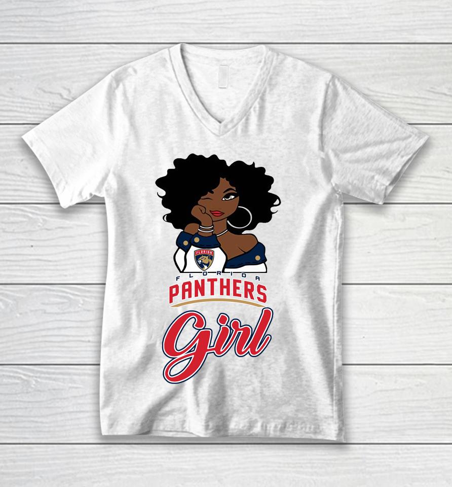 Florida Panthers Girl Nhl Unisex V-Neck T-Shirt