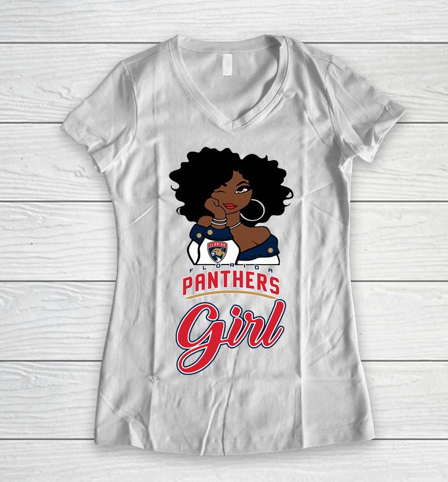 Florida Panthers Girl Nhl Women V-Neck T-Shirt