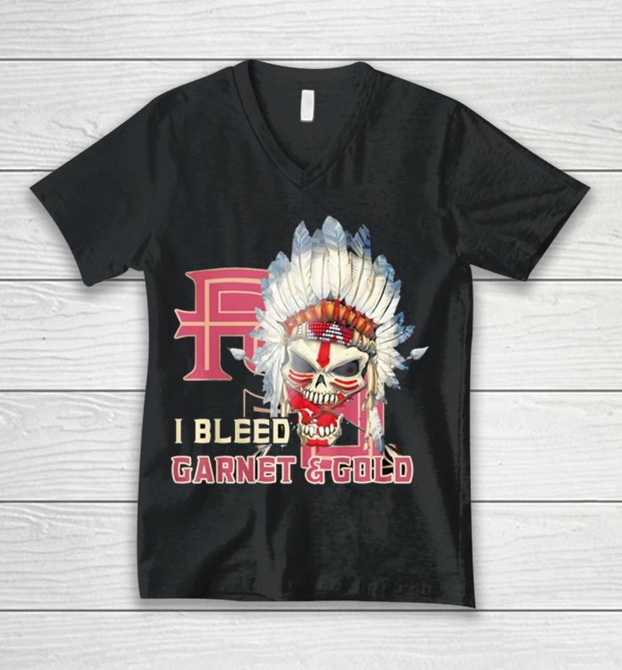 Florida State Seminoles I Bleed Garnet And Gold Unisex V-Neck T-Shirt