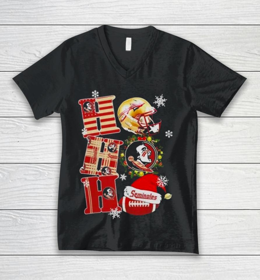 Florida State Seminoles Ncaa Ho Ho Ho Christmas Unisex V-Neck T-Shirt