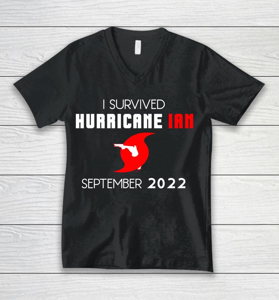 Florida Strong I Survived Hurricane Ian September 2022 Unisex V-Neck T-Shirt