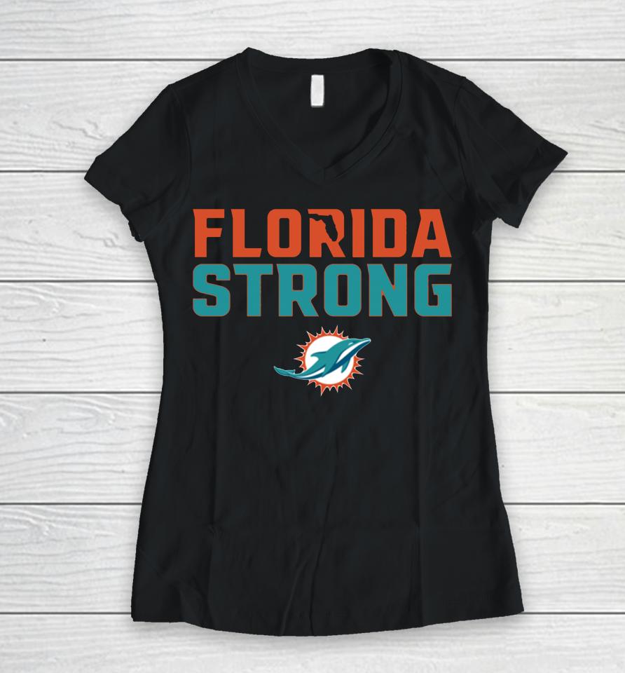 Florida Strong Miami Dolphins Football Women V-Neck T-Shirt