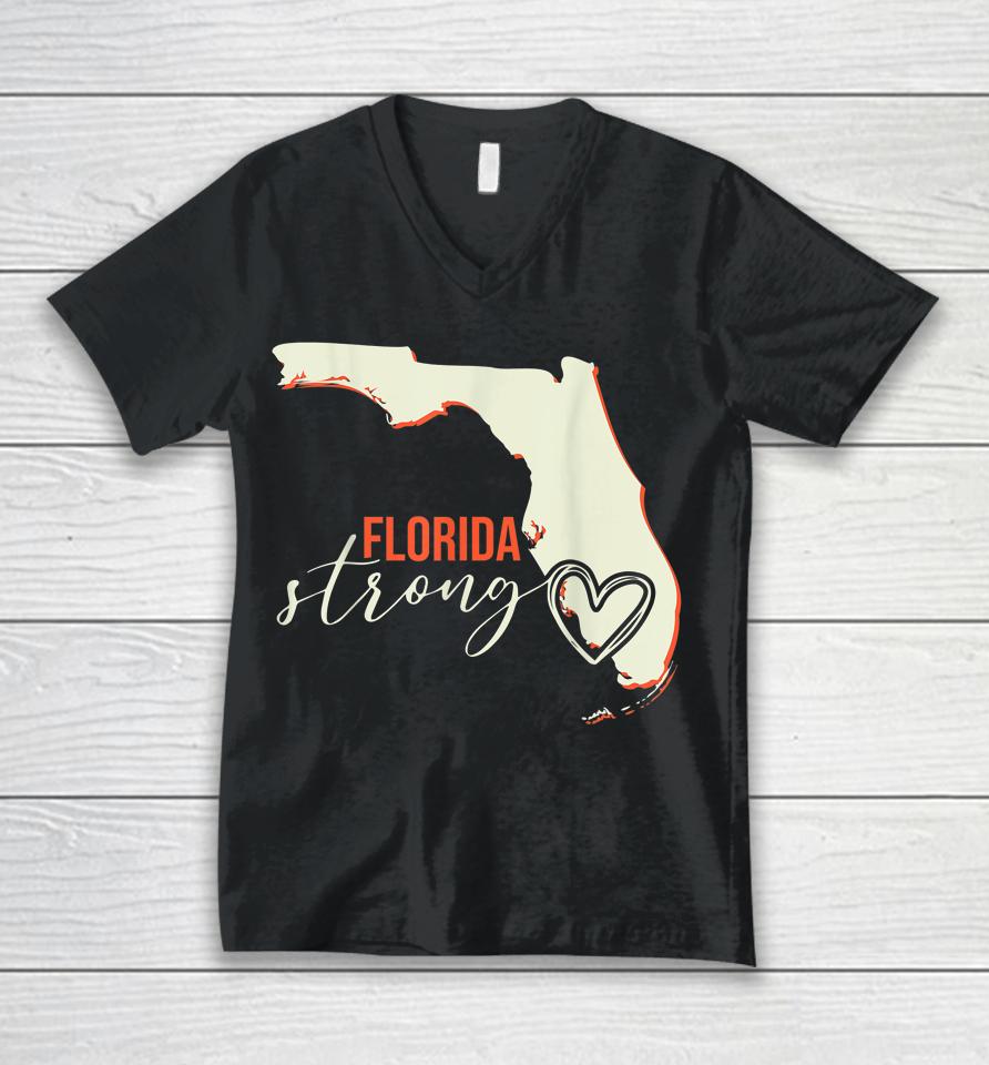 Florida Strong Support With Heart Unisex V-Neck T-Shirt