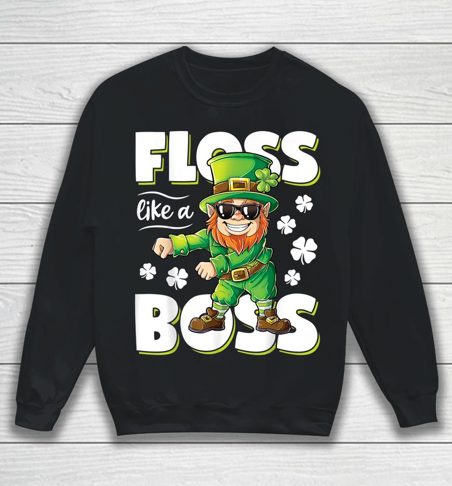 Floss Like A Boss Leprechaun Boys St Patrick's Day Sweatshirt