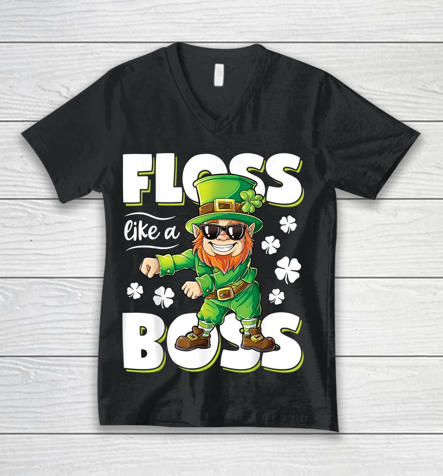 Floss Like A Boss Leprechaun Boys St Patrick's Day Unisex V-Neck T-Shirt